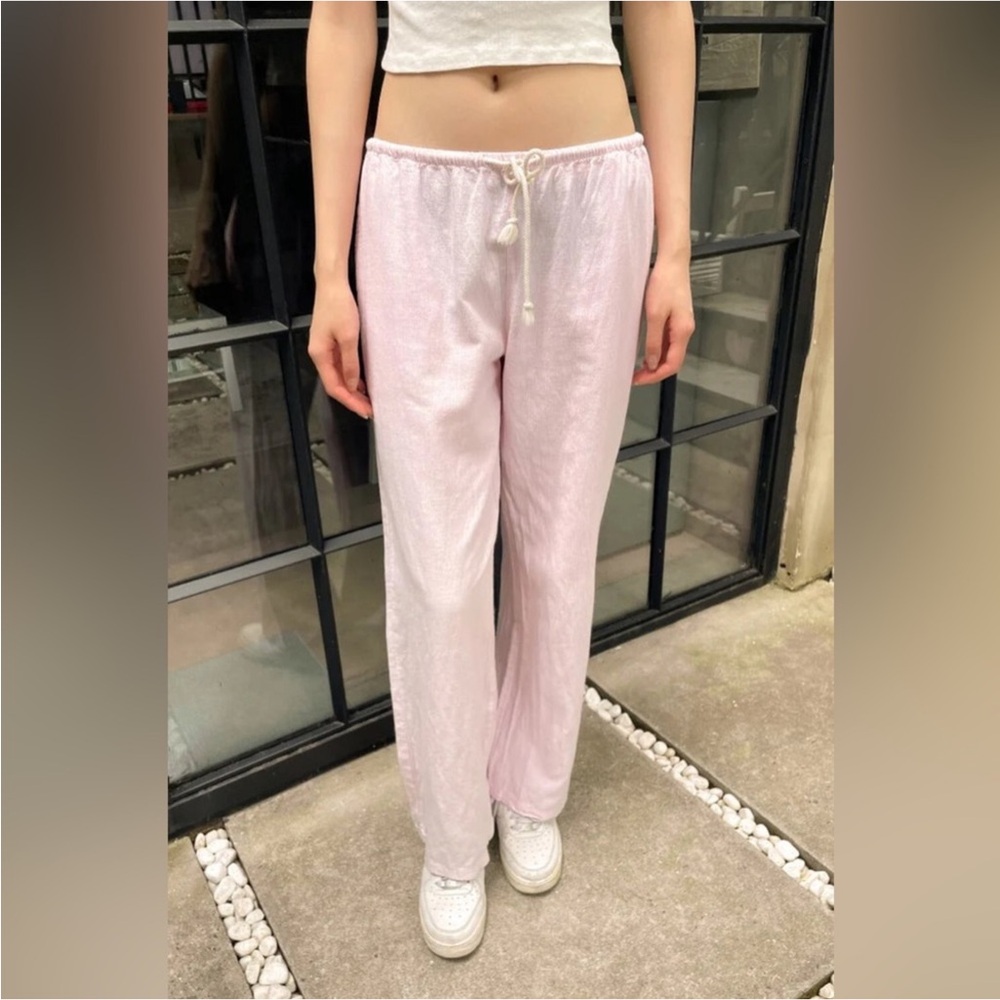 NWT Brandy Melville Nanda Pants In Pink/White Stripes